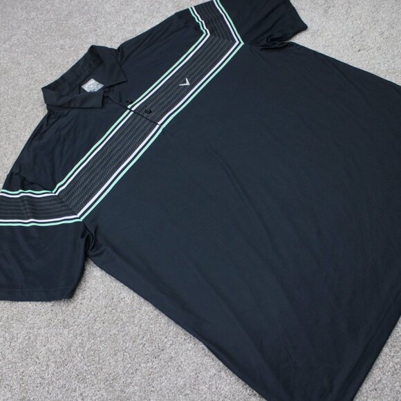 Callaway Opti-Dri Polo Shirt Mens 2XL XXL Black/Blue Polyester Stretch S/S Golf - Picture 6 of 12